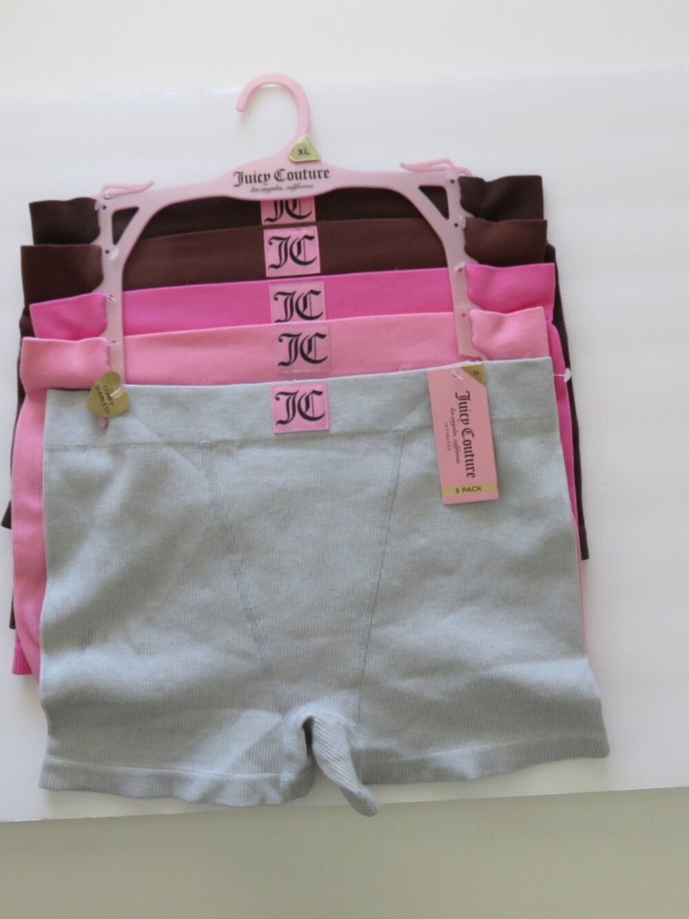 (#118) Juicy Couture Intimates Comfy 5 Pack Logo Boyshort Panties Size XL